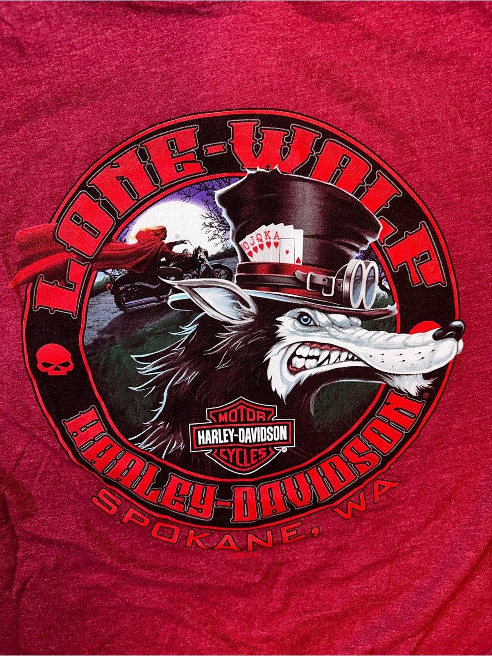 Harley-Davidson Red Lone-Wolf Graphic Tee XXL